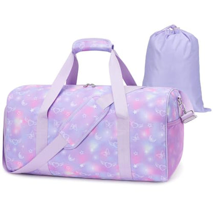 Kids Travel Duffle Bag - Weekender Bag for Girls 3-8 Year Olds - color: 01 Purple Heart, size: Medium-25L(Ages 3-8)