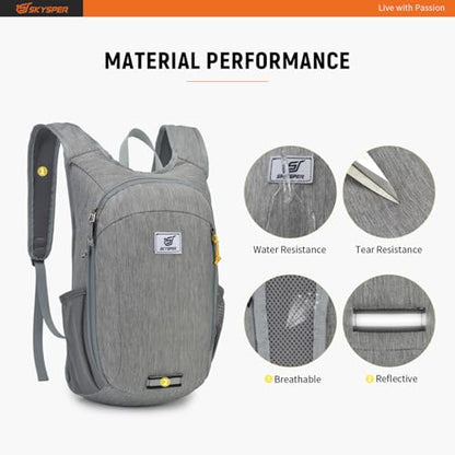 SKYSPER Small Daypack 10L/15L/20L Hiking Backpack Packable Lightweight Travel Day Pack for Women Men - color: Grey, size: 20l