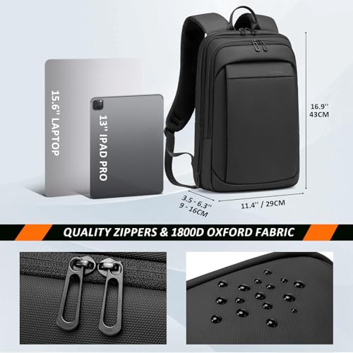 FENRUIEN 15.6 Inch Expandable Mens Backpack for Work, Black - size: 15.6 Inch, style: Business
