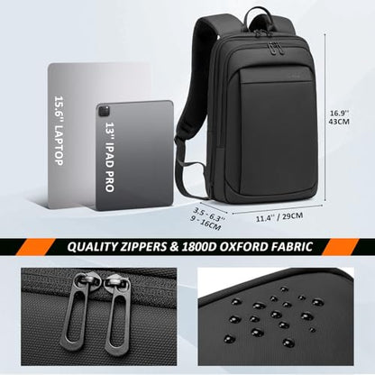 FENRUIEN 15.6 Inch Expandable Mens Backpack for Work, Black - size: 15.6 Inch, style: Business