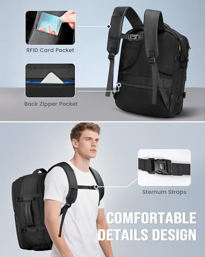 MATEIN Travel Backpack with Shoe Compartment Removable for Frontier Airline - color: Black