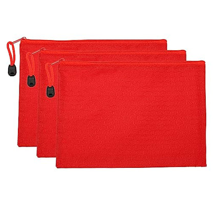 PATIKIL Waterproof Zipper File Bags, 3 Pack A5 Document Holders, Red - color: Red, size: A5