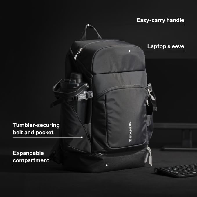STANLEY Vitalize Backpack | Gym, Work & Travel Bag with Laptop Sleeve | Expandable Bottom Compartment | Tumbler & Water Bottle Pockets | Durable Recycled Fabric | Twilight - color: Twilight, size: Backpack