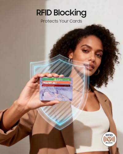 FINTIE Slim Minimalist Front Pocket Wallet RFID Blocking Credit Card Holder - color: lilac marble