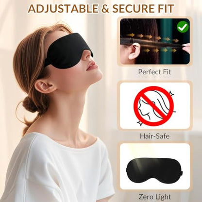 6A Mulberry Silk Blackout Sleep Mask for Migraine&Puffy Eyes