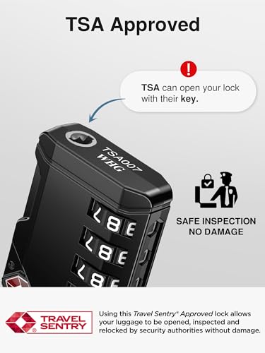 Puroma TSA Approved Travel Luggage Locks, 4 Pack Black 4 Digit Resettable Combination Code Lock with Zinc Alloy Body for Suitcase, Backpack, Laptop Bag, Gym Locker, Toolbox - color: Basic Black