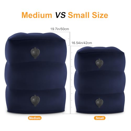 Inflatable Travel Foot Rest Pillow, Small Size（Blue, 1 Pack） - color: Blue, size: 1 Pack-S