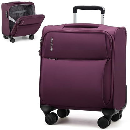 Hanke Underseat Carry On Luggage with Wheels, Small Suitcase, Rolling Bag - color: Purple, size: 16 Inch Underseat