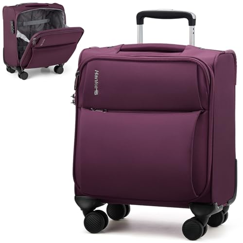 Hanke Underseat Carry On Luggage with Wheels, Small Suitcase, Rolling Bag - color: Purple, size: 16 Inch Underseat