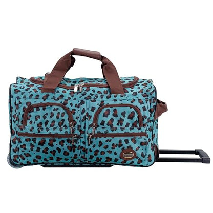 Rockland Rolling Duffel Bag, Black, 22" - color: BLUELEOPARD, size: 22-Inch