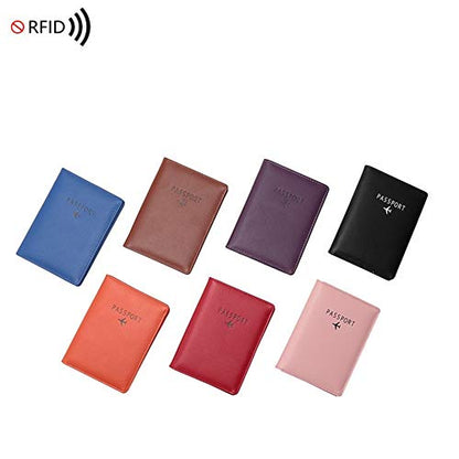 BAKUN Travel Wallet & Family Leather Passport Holder Cover RFID Blocking Travel Wallet, Leather Card Case, Travel Document Organizer Case(Red) - color: Red