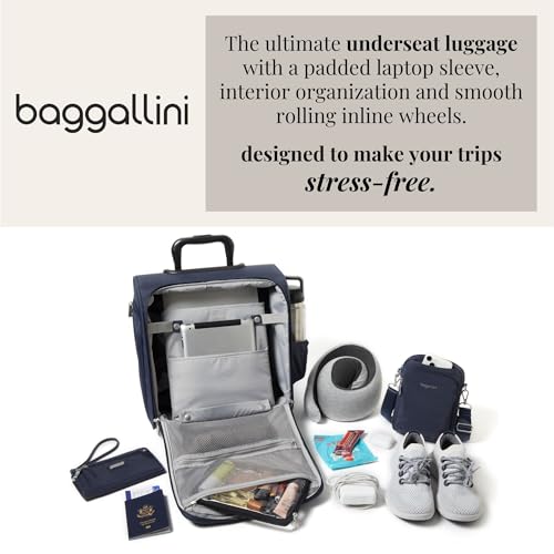 Baggallini 2 Wheel Underseater Carry-On - Lightweight Travel Weekender Luggage - color: Midnight Blossom Print