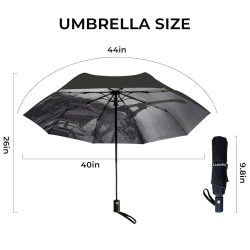 LLanxiry Compact Travel Umbrella, Windproof Automatic Umbrellas for Rain - color: Eiffel Tower (Auto)