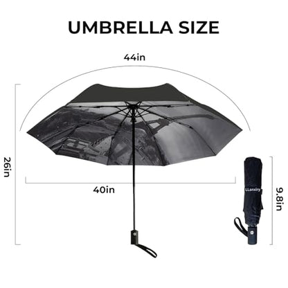 LLanxiry Compact Travel Umbrella, Windproof Automatic Umbrellas for Rain - color: Eiffel Tower (Auto)