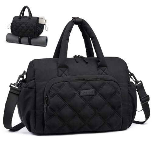 LOVEVOOK Small Gym Bag for Women with Large Water Bottle Pocket,Black - color: Black, size: Medium