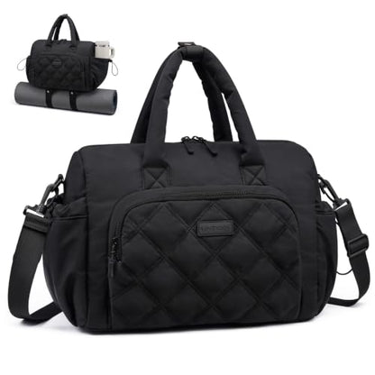 LOVEVOOK Small Gym Bag for Women with Large Water Bottle Pocket,Black - color: Black, size: Medium