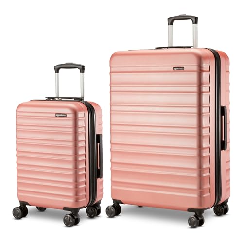 Amazon Basics 2-Piece Hardshell Suitcases Set (21", 30"), Expandable Travel Luggage with Scratch-Resistant Surface, Four Multi-directional Wheels, Telescopic Handle, Rose Gold - color: Rose Gold, size: 2-Piece Set