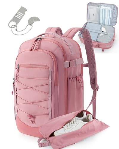 BAGSMART 17.3 Inch Large Travel Backpack, Carry On Flight Approved, Pink - color: Pink, size: 17.3 Inch