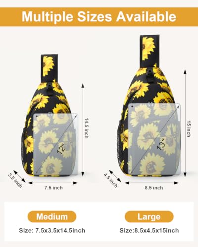 Pritent Crossbody Bags for Women Men Sling Bag Backpack Shoulder Bag - color: Sunflower, size: Medium