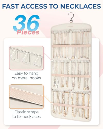 BAGSMART Hanging Jewelry Organizer, Necklace Holder Large Beige - color: Beige, size: Large - Standard