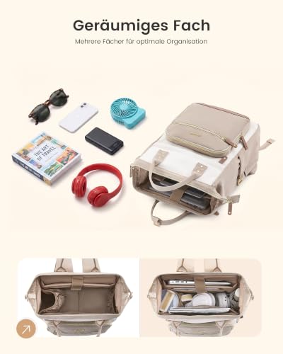 LOVEVOOK Laptop Backpack Women, 15.6 Inch Work Backpack - color: Beige-khaki, size: 15.6INCH