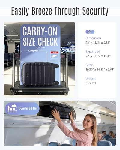 LIGHT FLIGHT Carry On Luggage 22x14x9 Airline Approved Suitcase,Black - color: Black