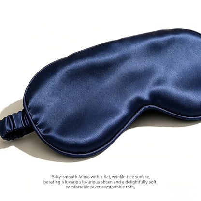 Silk Sleep Mask Dark Blue Adjustable Elastic Band Blackout for Traveling Multicolor Options Comfortable Breathable (Navy Blue) Single Pack - color: Navy