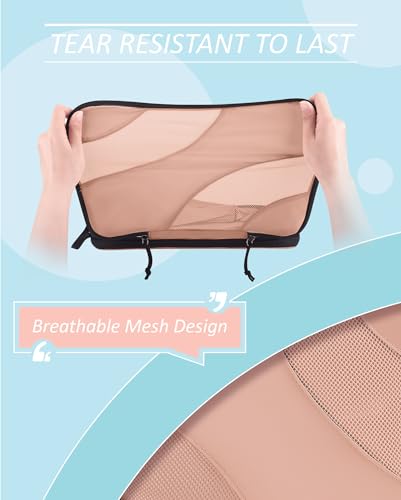 BAGSMART Compression Packing Cubes for Travel - color: Dusty Pink, size: Set of 6