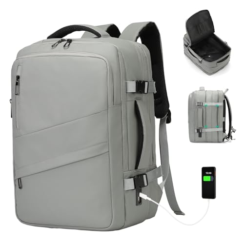 Travel Backpack,Expandable Carry on Daypack Personal Item Bag - color: Gray