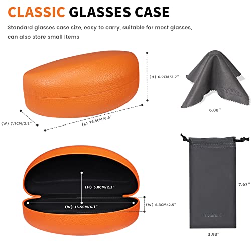 molshine Hard Shell Sunglasses Case,Classic Large Glasses Case for Sunglass,Eyeglasses with Cleaning Cloth,Pouch - color: Orange