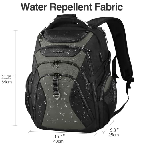 KROSER Laptop Backpack 18.4 Inch Computer Backpack for Men/Women/College - color: Black/Army Green, size: 18.4 inch