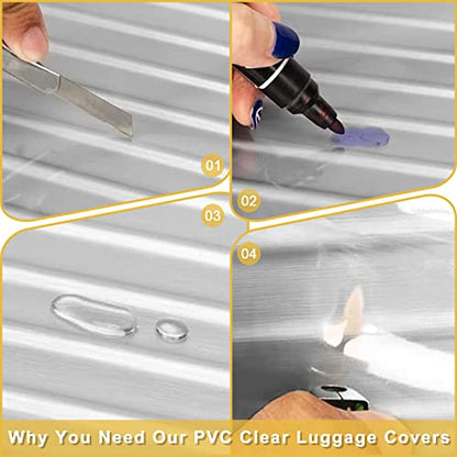 Luggage Cover 20 Inch Clear Suitcase Cover 0.4mm Thick PVC Transparent - size: 20 inch suitcase cover