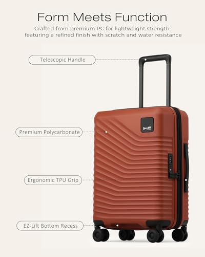 Coolife Luggage Carry-On, Lightweight PC Hardside Suitcase, 20-Inch, Black - color: Brown, size: Carry-On 20-Inch