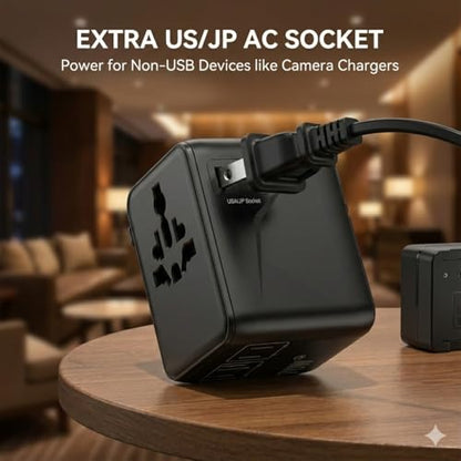 GaN 70W International Travel Adapter 6-in-1 for US/JP, EU, UK, AU