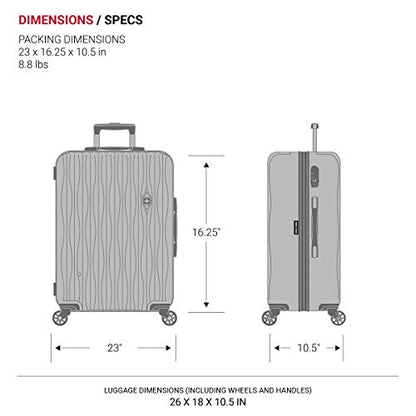SwissGear 7272 Energie Expandable Hardside Luggage With Spinner Wheels and TSA Lock, Black, Checked-Medium 24-Inch - color: Black, size: Checked-Medium 24-Inch