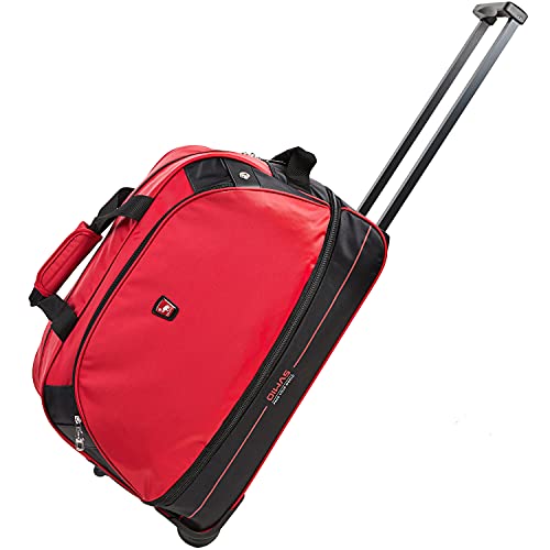 OIWAS Rolling Duffle Bag with Wheels, 22 inch Carry On Bag for Travel - color: Red