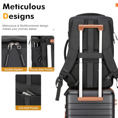 5 Piece Carry On 28/24/20 Inch Luggage Set With Travel Backpack - color: Black, size: 5 Piece Set (28+24+20inch)