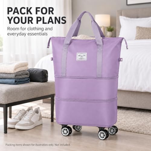 Expandable Rolling Travel Bag with Detachable Wheels,Purple - color: purple