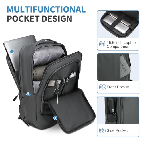 38L Travel Backpack 17" Laptop Backpack, Grey - color: Grey