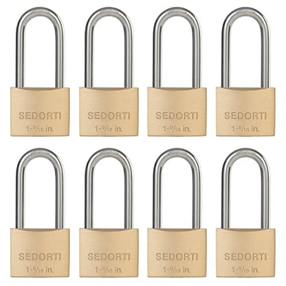 SEDORTI Weatherproof Padlock with Stainless Steel 304 Long Shackle and Solid Brass Body, 1-9/16 in. Wide, 8 Padlocks Keyed Alike, Marine Grade Rustproof Lock for Outdoors Use YNBSP840 - color: YNBSP840