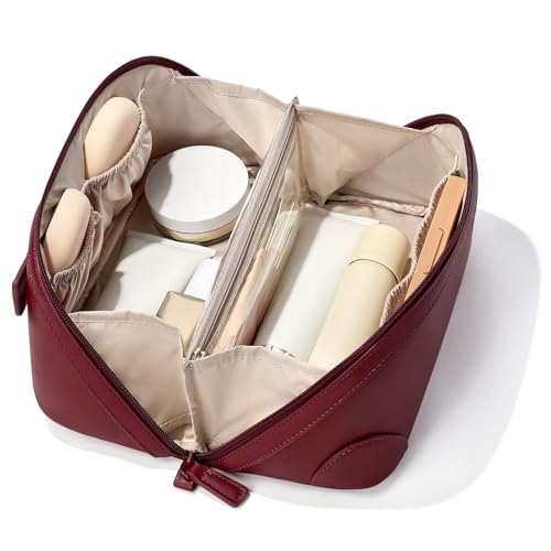 mibasies Toiletry Bag for Women, Travel Makeup Cosmetic Bag, Red, Medium - color: Red, size: Medium