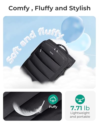 BAGSMART 20 Inch Soft Carry On Suitcase with Wheels, Black - color: Black, size: 20-inch