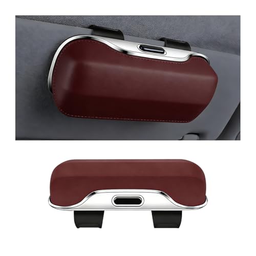 Zipelo 7.09 x 2.56 Inch Car Sun Visor Sunglasses Case, Coffee - color: Coffee