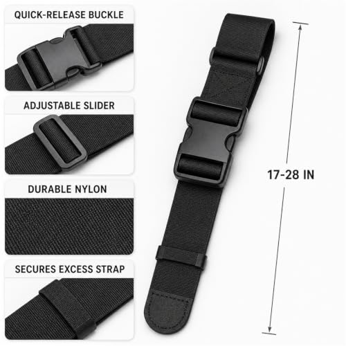 Luggage Connector Straps for Connecting Multiple Bags, Adjustable Buckle Belt, Black, 2 Pack