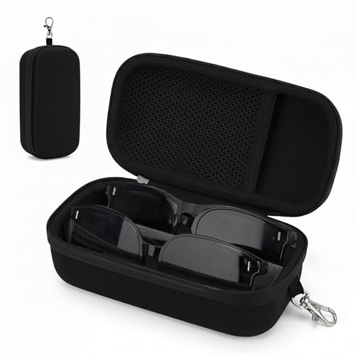 Double Eyeglasses Case, Hard Shell Glasses Case for Men Women - color: Black
