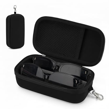 Double Eyeglasses Case, Hard Shell Glasses Case for Men Women - color: Black