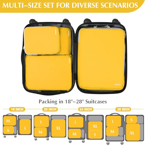 Gonex Compression Packing Cubes, 4-Piece Expandable Travel Organizers - color: 4-Apricot, size: 4 Set