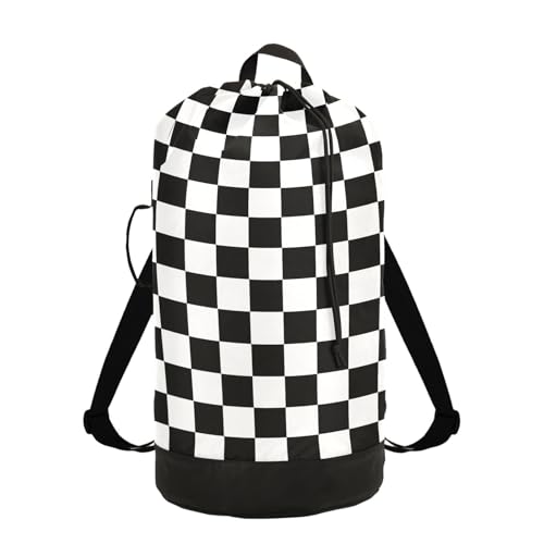 Checkerboard Plaid Laundry Bag Backpack Bags Mesh Wash Laundry Bags Dirty Clothes Organizer for Vacation Road Trip Essentials Dorm - color: Checkerboard Plaid