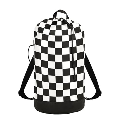 Checkerboard Plaid Laundry Bag Backpack Bags Mesh Wash Laundry Bags Dirty Clothes Organizer for Vacation Road Trip Essentials Dorm - color: Checkerboard Plaid
