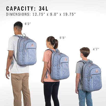 adidas Excel School Backpack 34L - color: Twill Grey/Grey/Rose Gold/7b, size: One Size